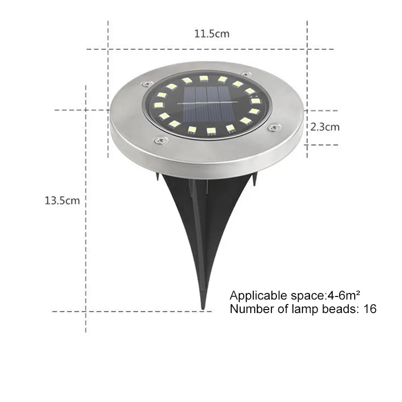 Color 16 LED Solar Garden Disk Light Waterproof Outdoor Underground Lights