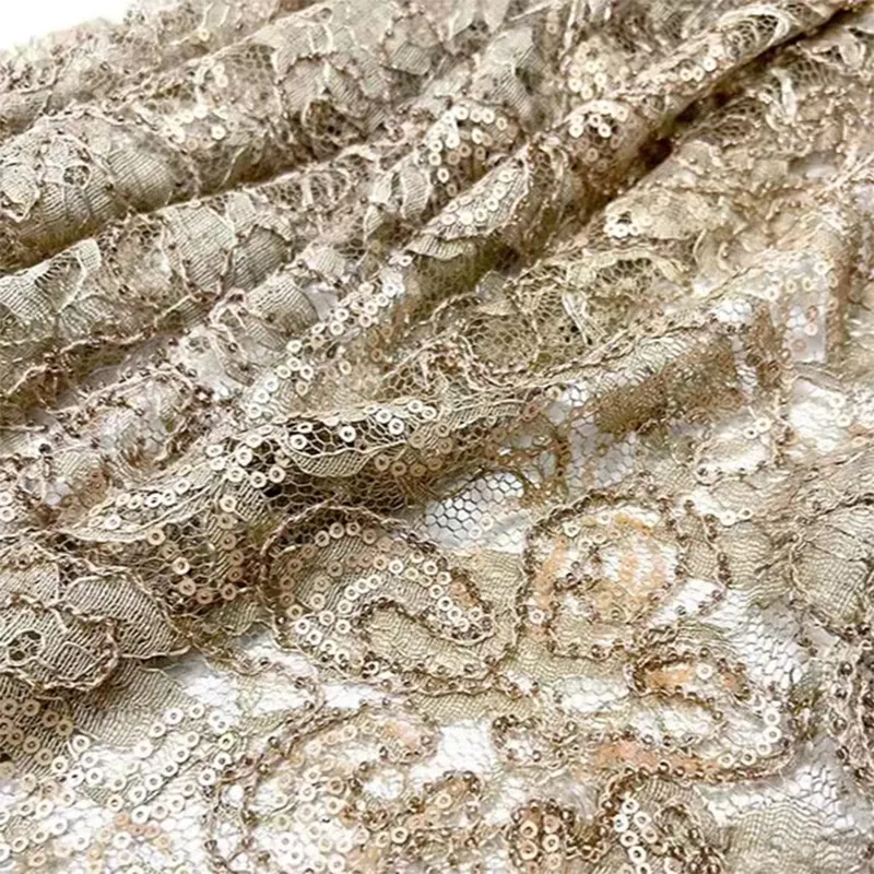 gold lace fabric embroidery sewing for women clothes