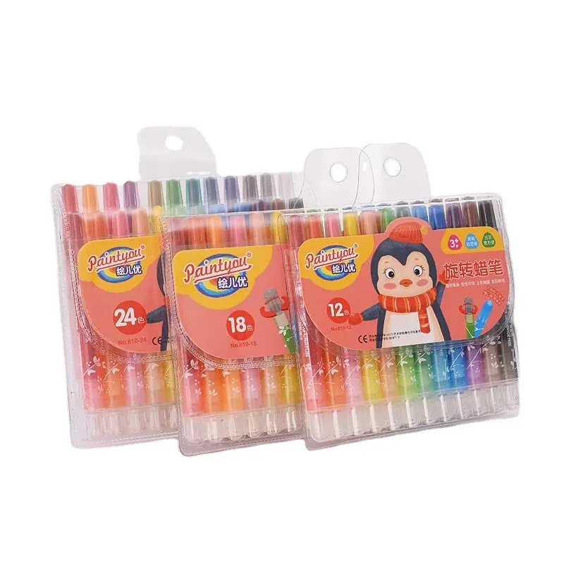 Plastic Crayons Wholesale 18 Colors Plastic Barrel Rotated Twistable Crayons Sticks