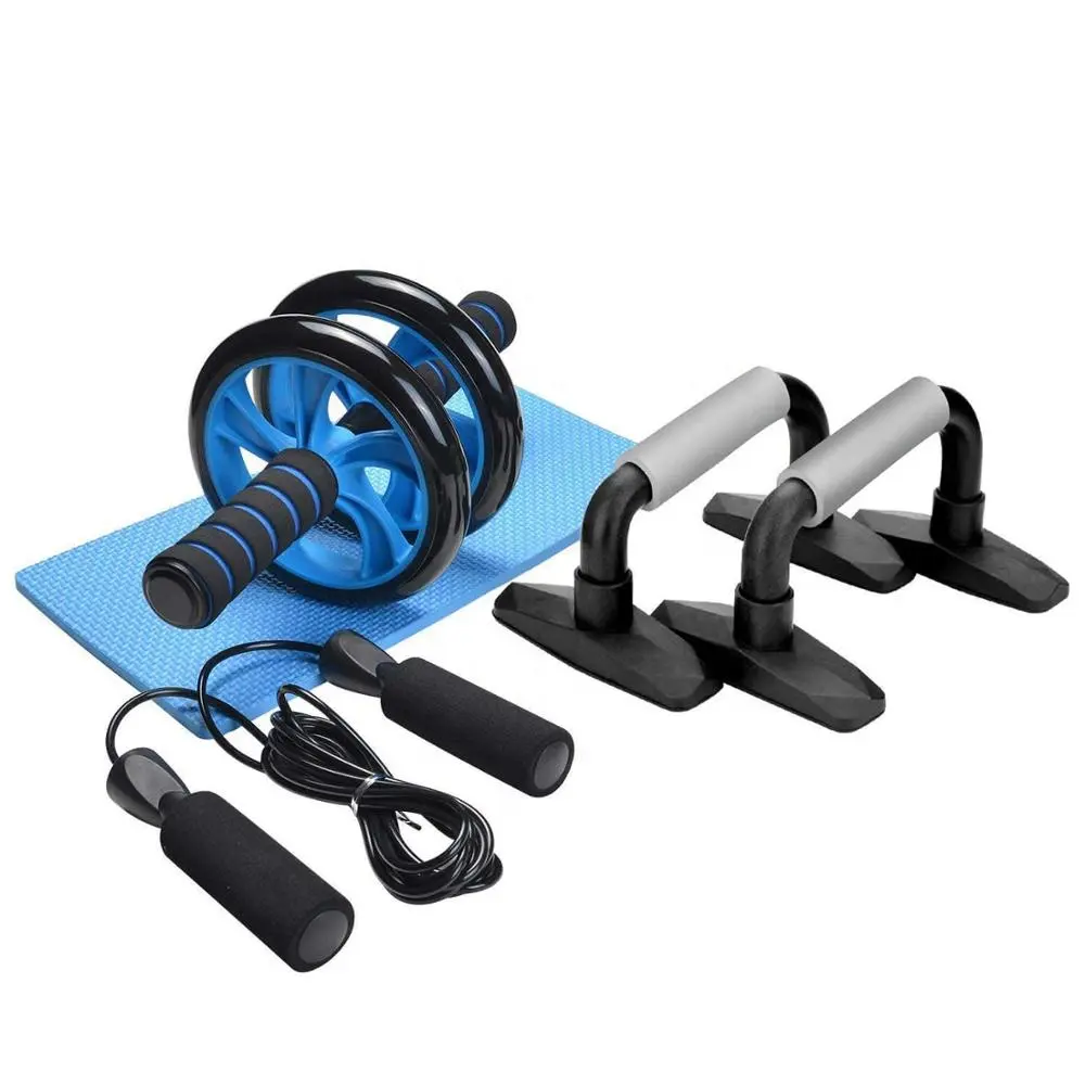 Push-up bar with jump rope AB wheel kit for core power training