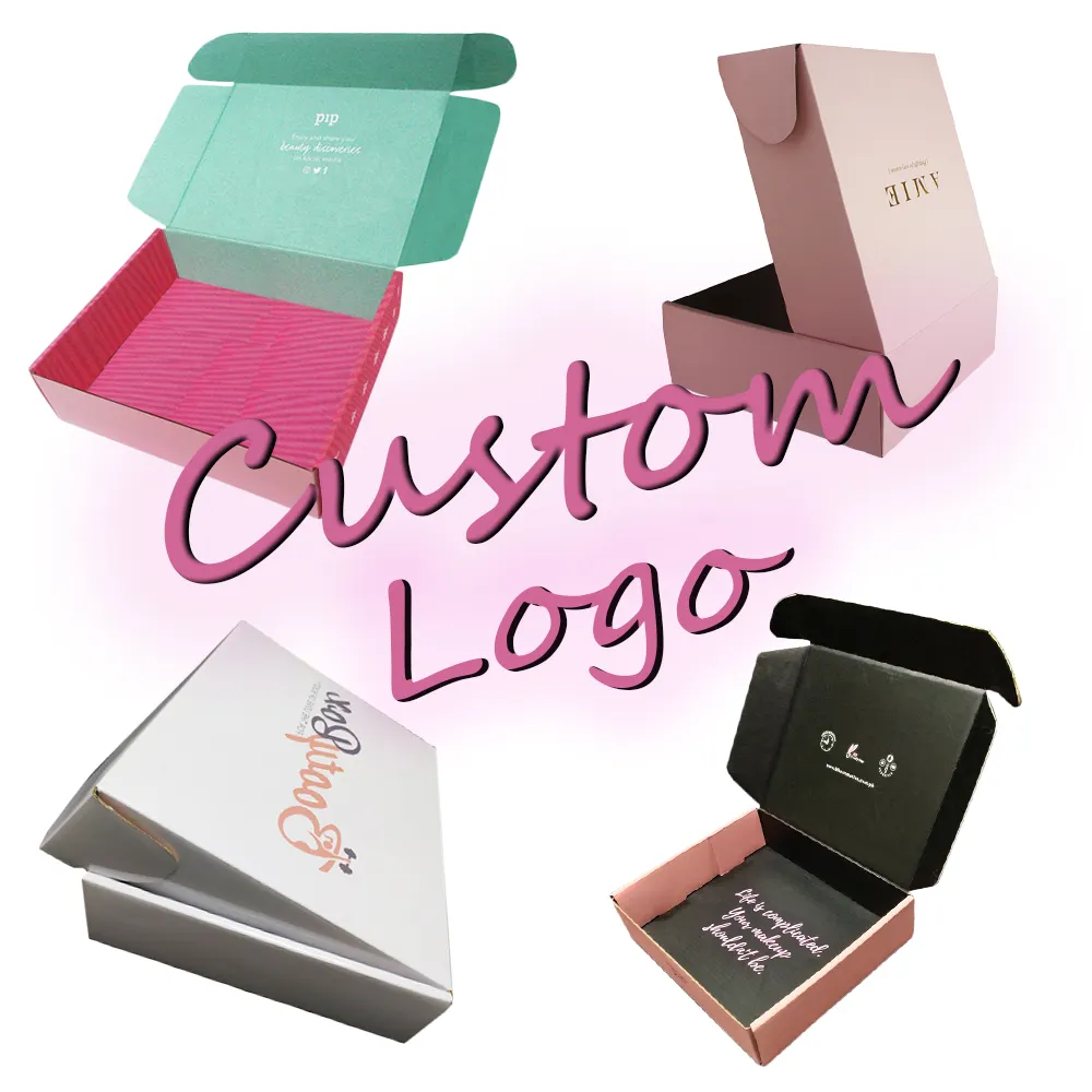 Складная плоская гофрированная упаковочная коробка с принтом логотипа на заказ