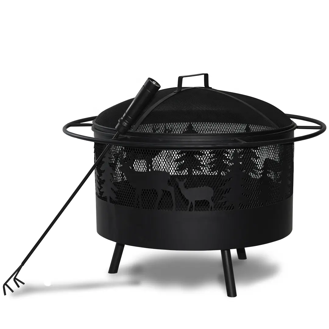 2021 25-Inch Wood Burning Portable Metal Barbecue And Heater Fire Bowl Fire Pit For Outdoor Garden Patio Camping Gathering