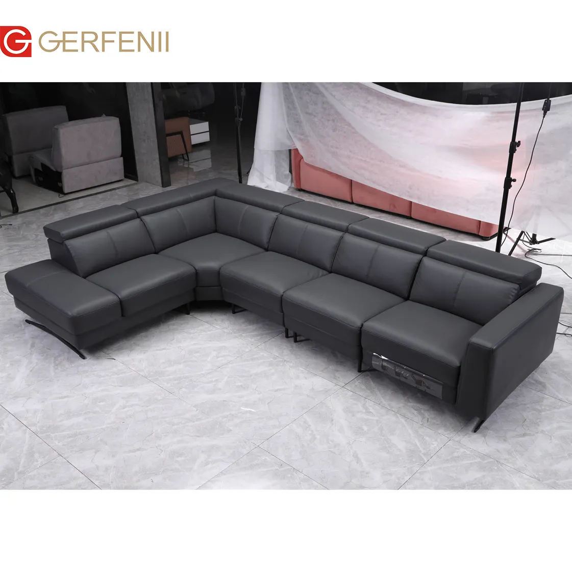 Итальянский роскошный большой кожаный модульный секционный диван мебель для гостиной l-образный силовой откидной диван