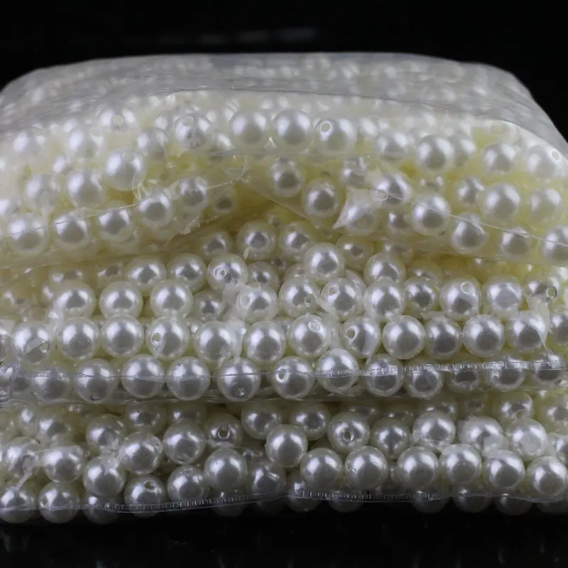 Оптовая продажа с фабрики, 1,5 мм-20 мм сплошной Круглый АБС-пластик жемчужные бусы Белый искусственный жемчуг