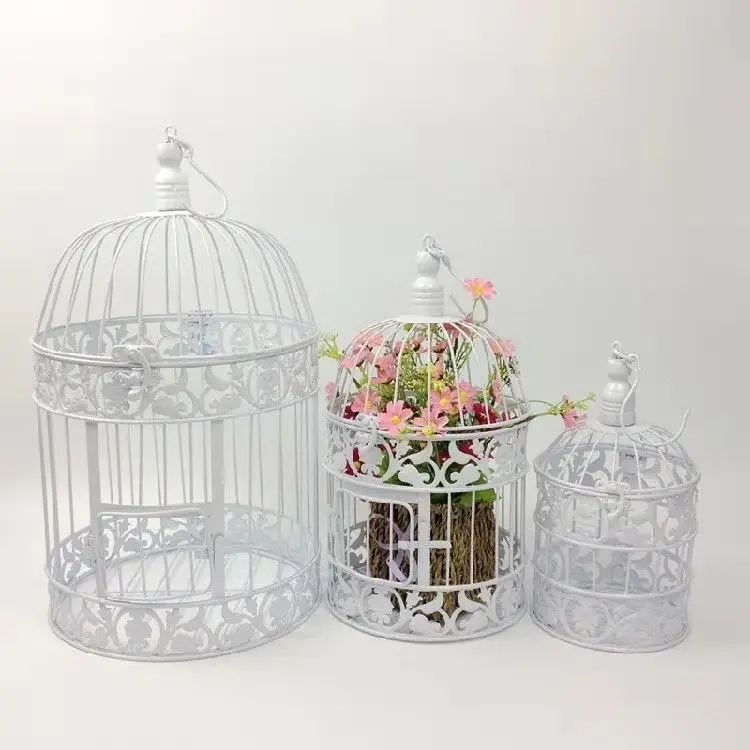 European-style Iron Decorative Birdcage White Retro Creative Floral Photography Props Window Decoration Large Wedding Bird Cage
