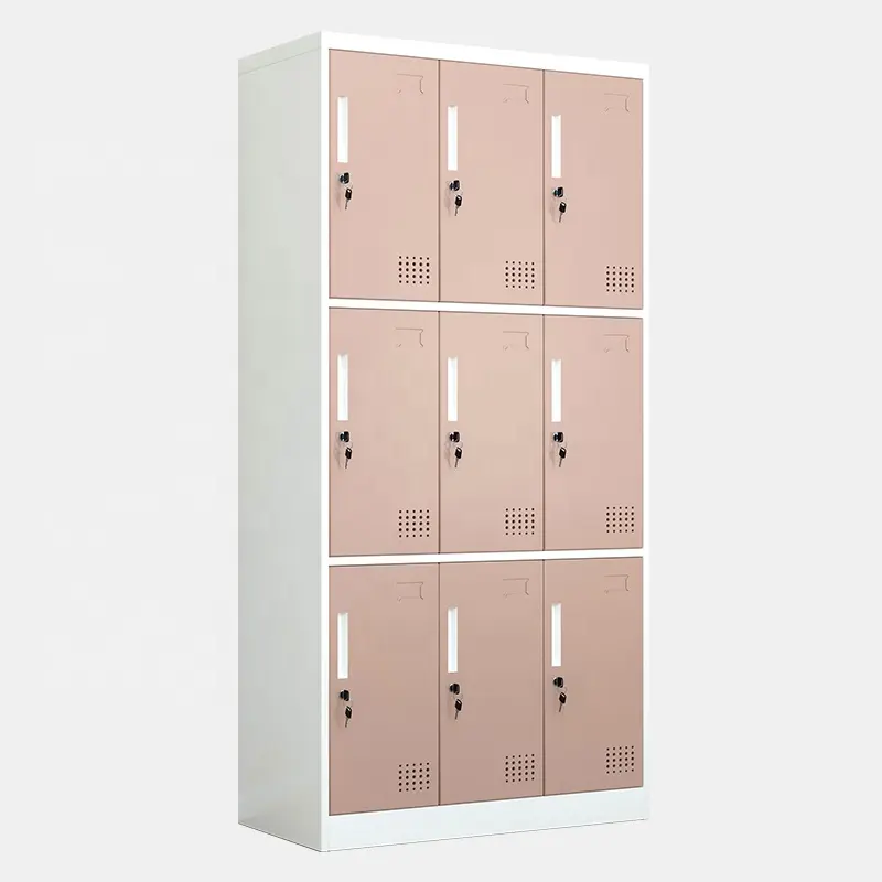 High quality 9 door compartment metal locker wardrobe steel storage cabinet staff Gym or School or Changing Room