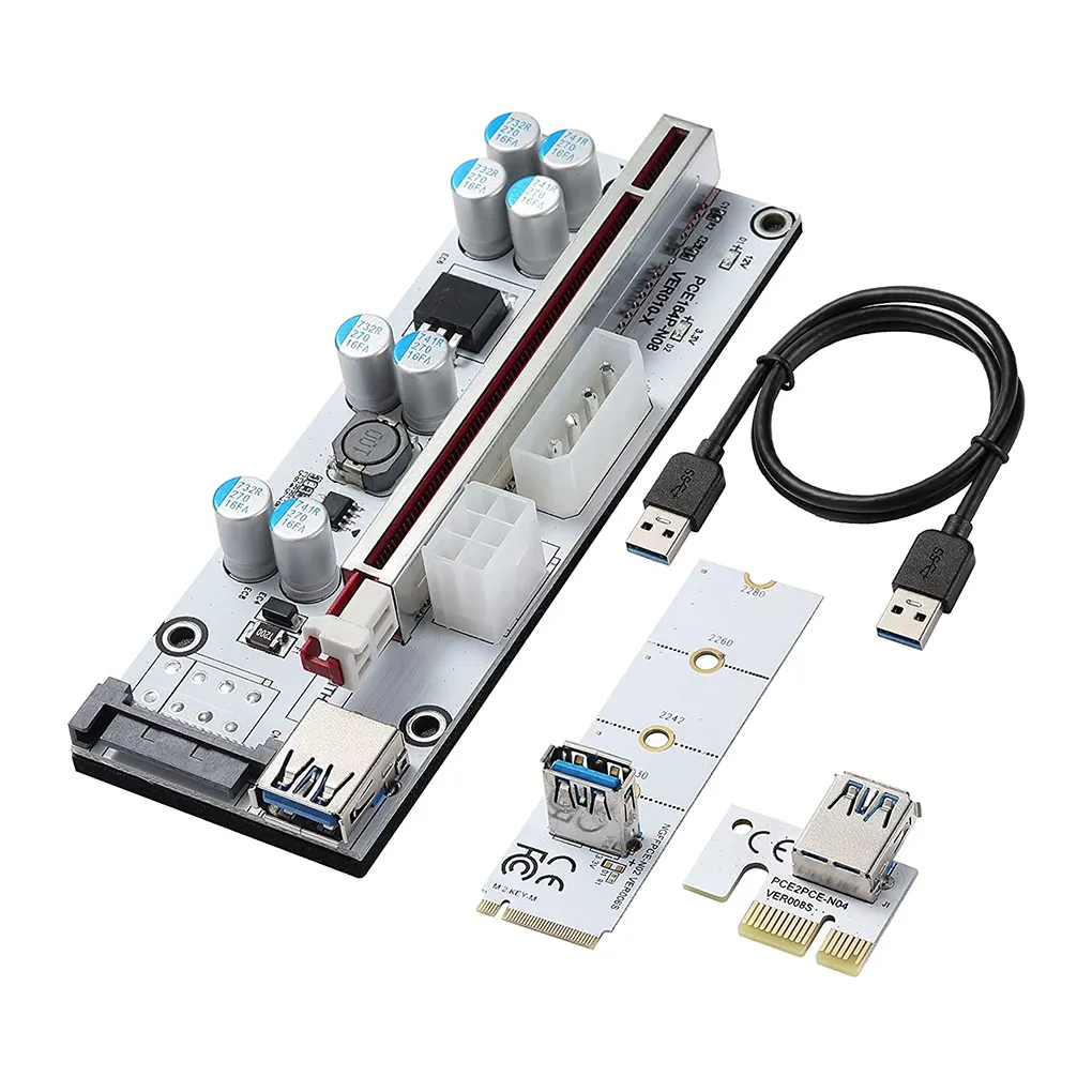 PCI-E 1X to 16X VER010-X Riser Card with M.2 to PCI-E X1 NGFF Slot Adapter Card