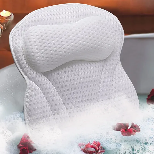 4D Air Mesh ergonomic bathtub pillow for tub with Neck Shoulder Back Support