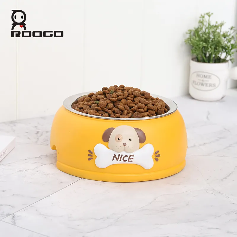 Roogo Smart Pet Bowls Resin Dog And Cat Cute Shape Home Decor Type Animal Food Bowl