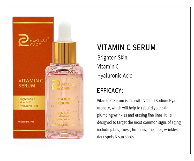 OEM Natural Whitening Vitamin C Serum With Hyaluronic Acid For Skin Care Facial Serum