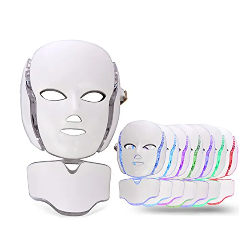 7 Colors LED Bio-Light Mask Skin Rejuvenation 2 in 1 LED Mask Face & Neck Facial Machine