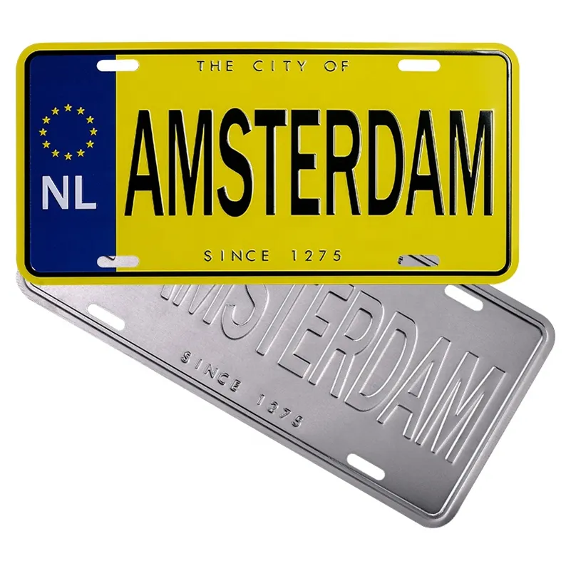 Custom Embossed Metal Plate Personalized Holland Amsterdam Rotterdam Souvenir Gift Car License Plate