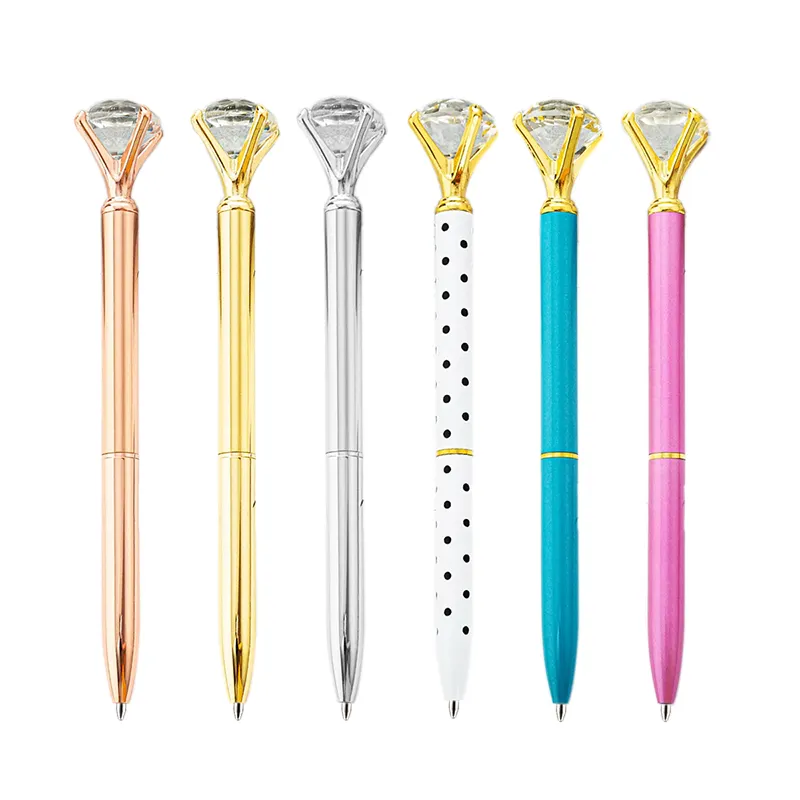 Personalized Promotional Big Diamond Crystal Metal Ballpoint Pen In Stock