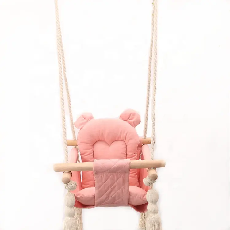 Popular On Amazon Comfortable Baby Swing Chair Hanging With Pillow Won't Rollover Design 1-4 Years Baby Indoor Decoration Swing