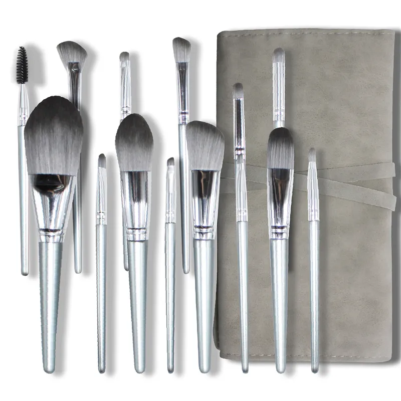 OEM Makeup Brushes Manufacturer Vegan Silver 14pcs Makeup Brush Set