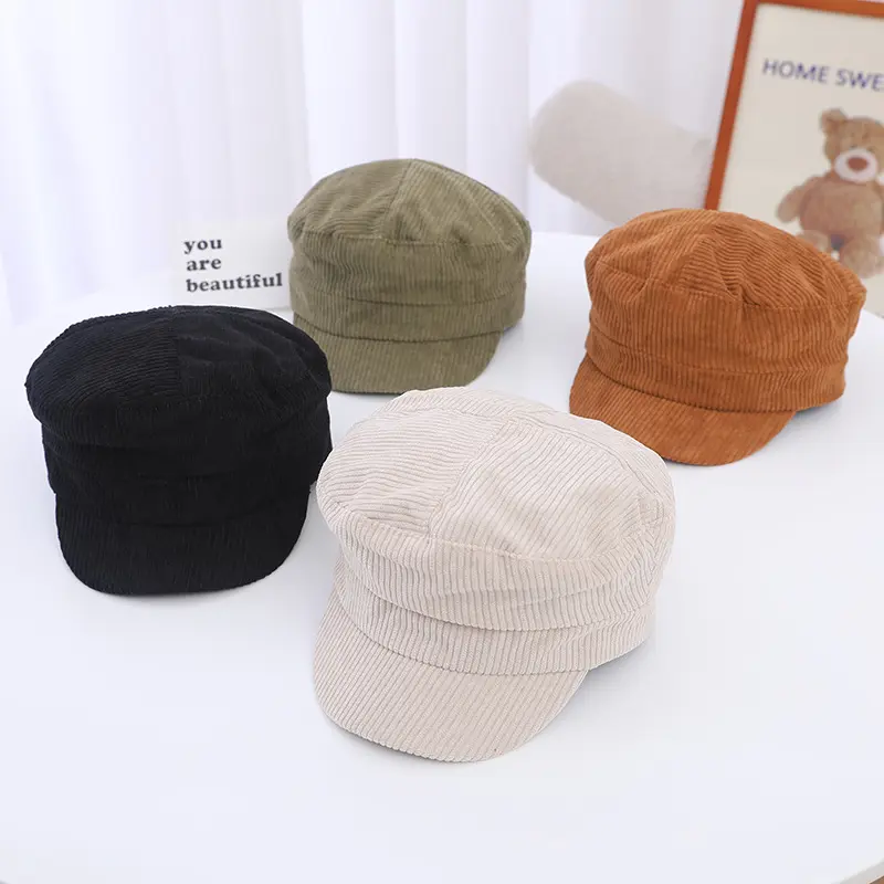 Wholesale Fashion Girls Kids 2022 Corduroy Autumn Winter Solid Child Hat