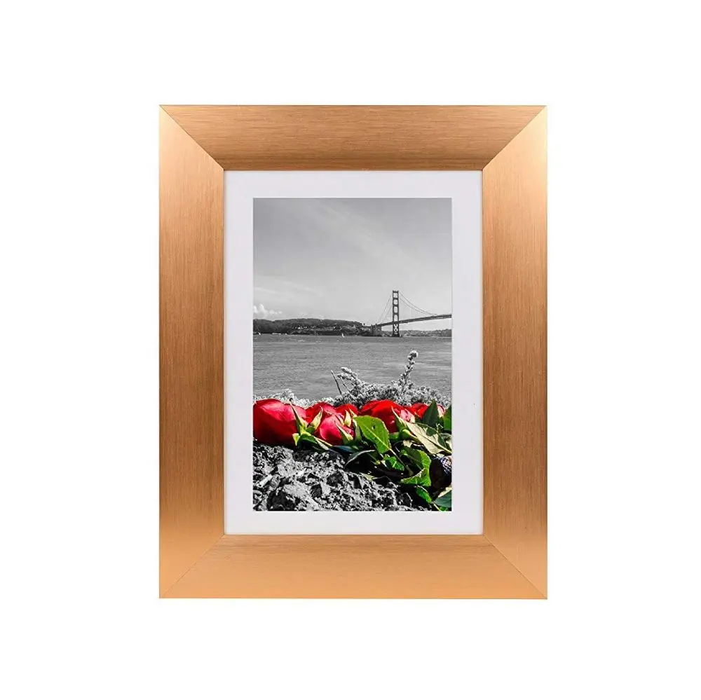 Photo Frame 5x7 Wholesale Custom 5x7 Rose Gold Wood Picture Frame With Ivory Color Mat Photo Frame For Decoration