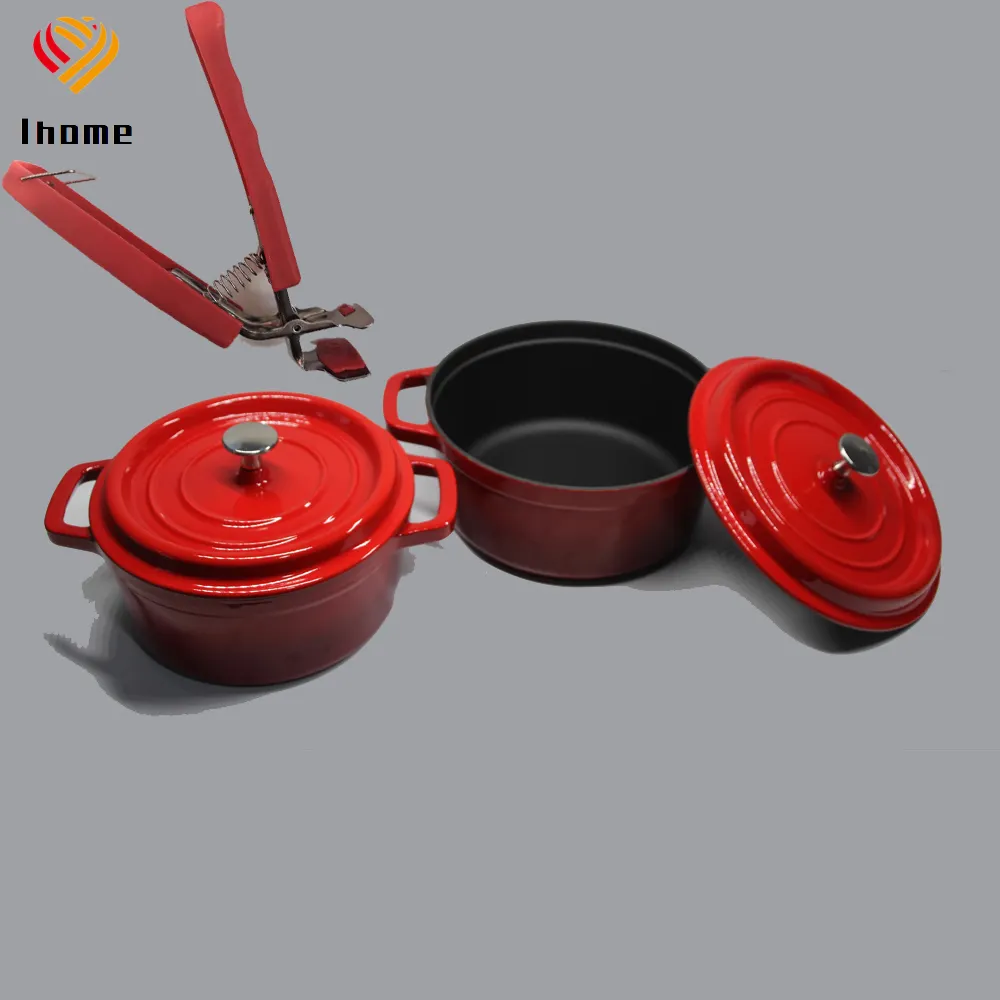 Ihome 10 cm China Factory Mini Color Enamel Cast Iron Pot Casserole with Cover