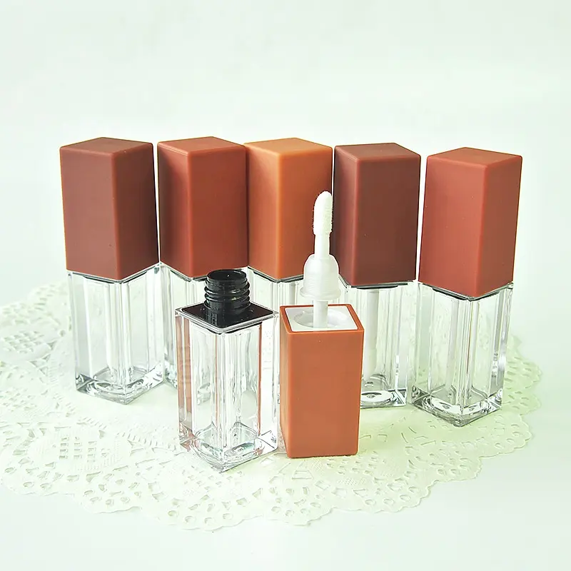 wholesale ready to ship square mixed colors empty lip gloss tube liquid lipstick container 5ml for lip color