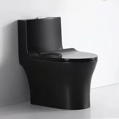 Modern bathroom ceramic matt black color siphonic one piece toilet
