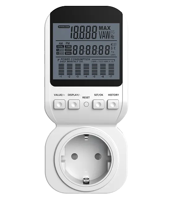 Okaylight electricity usage monitor high accuracy digital multifunction energy meter large LCD display 16A 3680W max