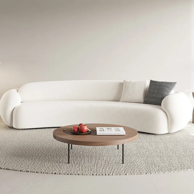 Современный секционный диван из белой шерсти ягненка, полукруглый изогнутый диван для гостиной, бархатный полукруглый диван, дизайн