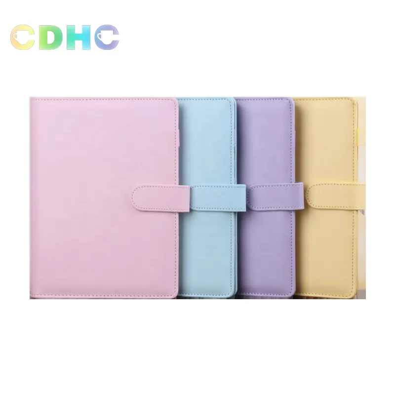 Wholesale Notebook 6Rings Spiral Business Planner Work Agenda Budget Binder Macaron Candy Color PU Leather Cover A5 A6 Binder