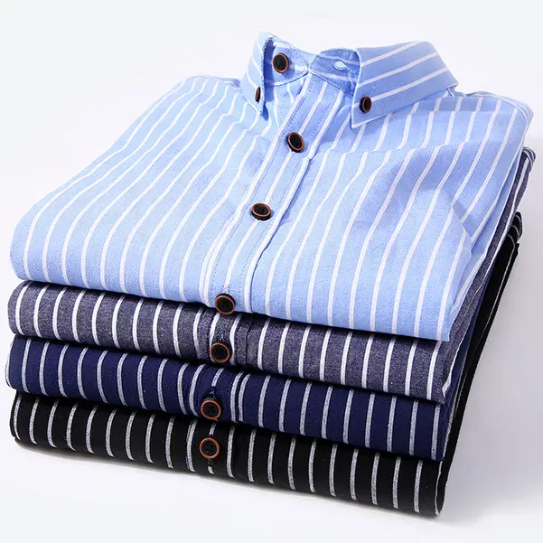 2019 Latest style striped high quality cotton short sleeve men shirt casual