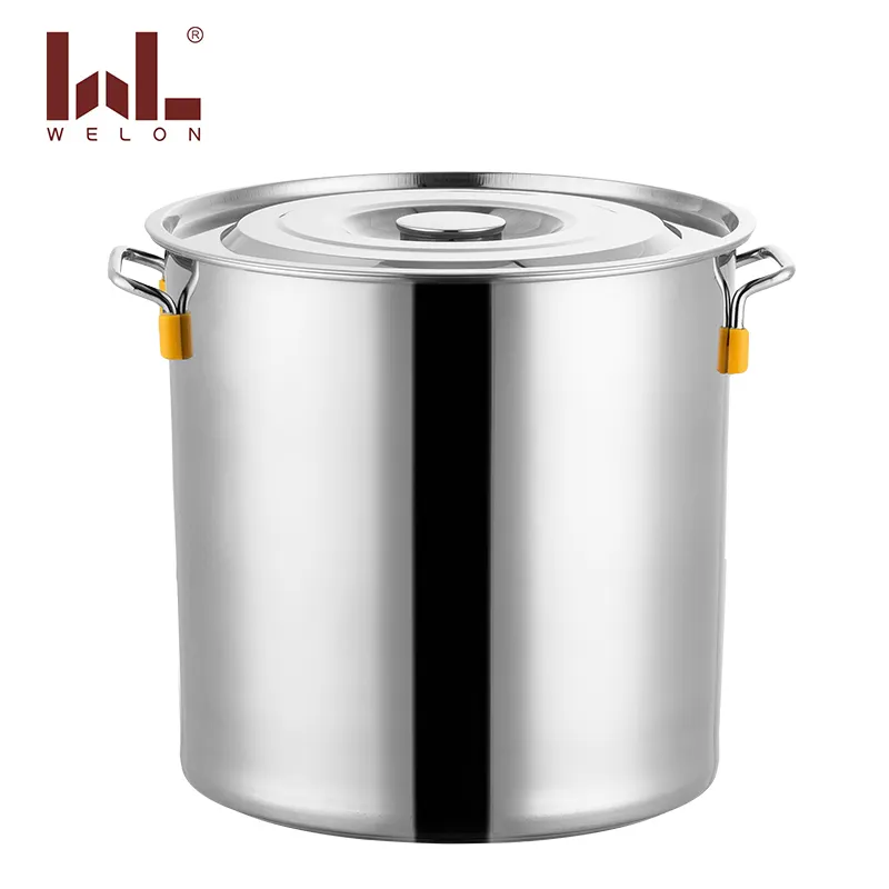 Tall Straight-shaped stainless steel 201 Soup Bucket thickness 2.0mm stock pot with cover deep pot for restaurant cooking