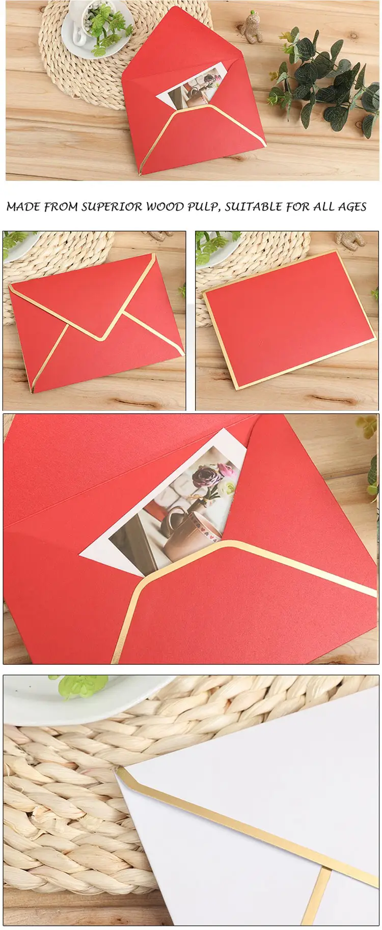 Custom Logo Printed Western Style Business Cardboard Gift Card Envelopes Postcard Envelope