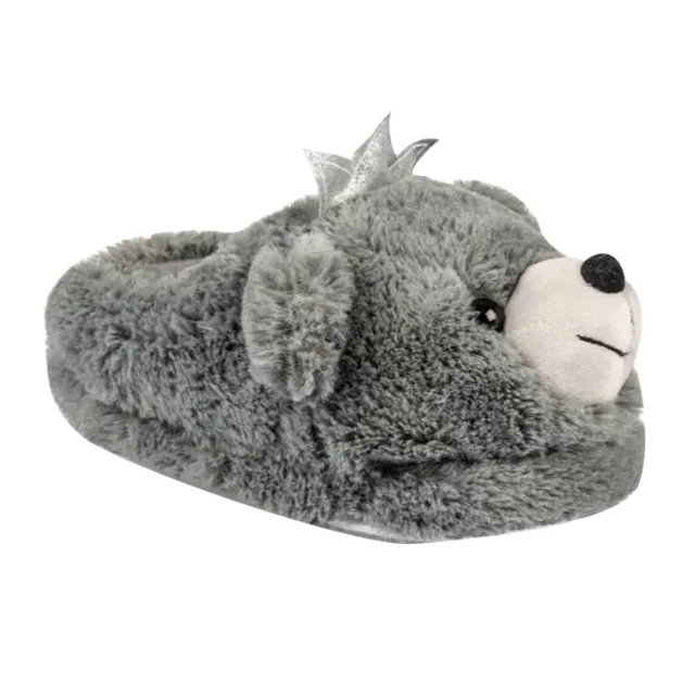 Manufacturer Grey bear slippers animal shaped plush indoor animal slippers for women fashion women's slippers