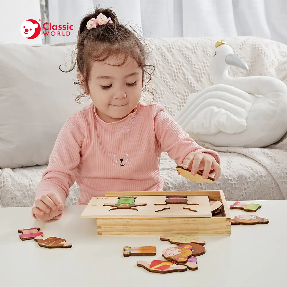 Wooden Children Puzzles Custom Montessori Educational Toys Jigsaw Puzzle 3d Wooden Puzzle Game For Kids Baby Children