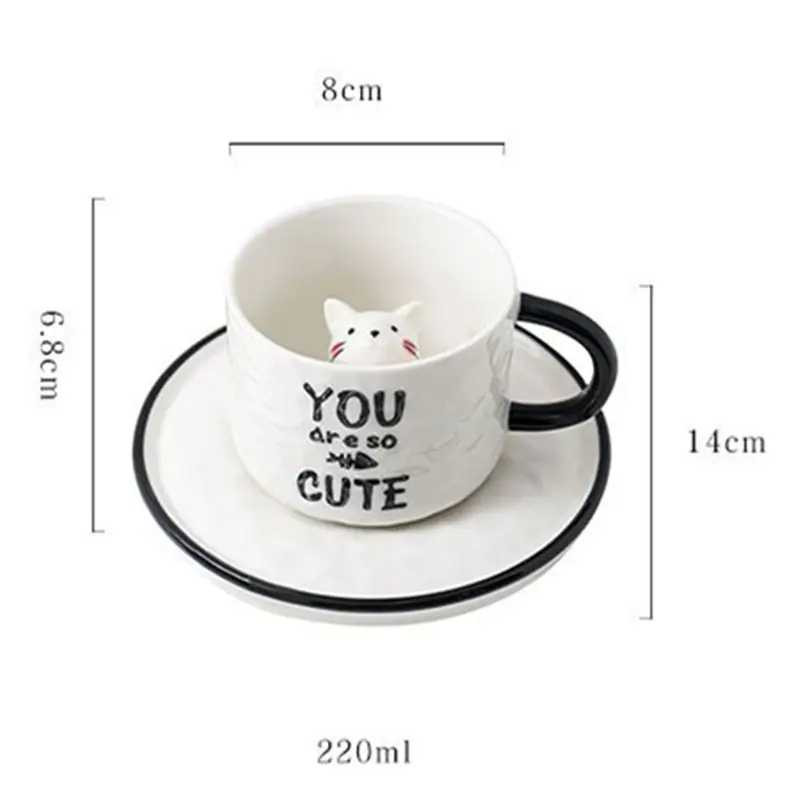 Ceramic Cups 3d Hot Style Creative Cup Ceramic Glaze Cartoon Cat Ceramic Cup 3d Relief Animal Ceramic Cat Cup