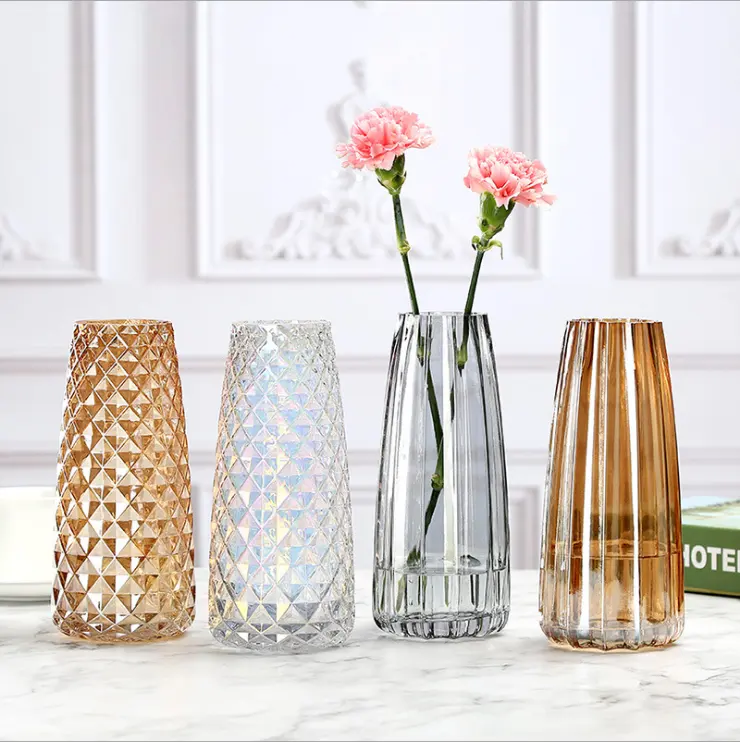 modern colorful crystal glass vases for home deco