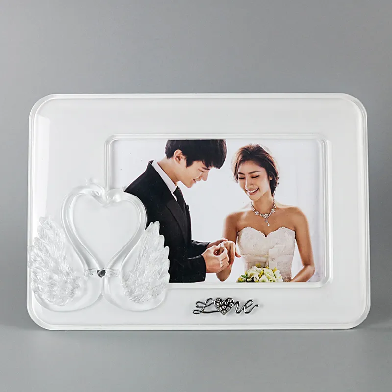 Swan lovers heart shape new couples room decoration love crystal picture wedding photo frames heart shaped designs