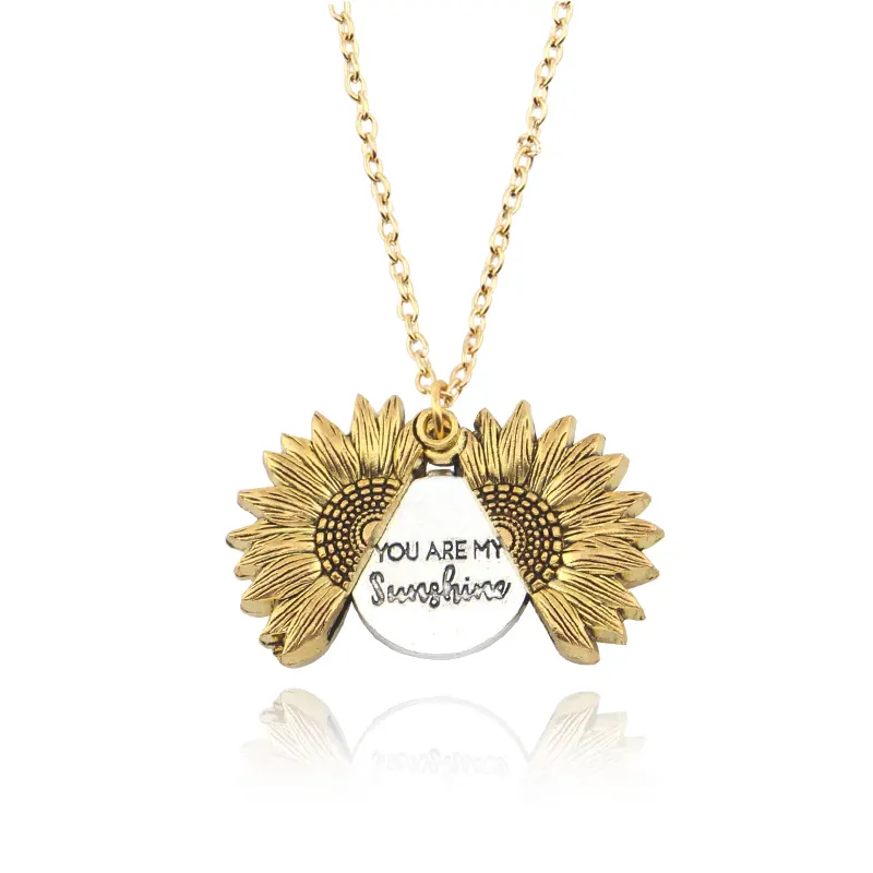 Лидер продаж, индивидуальный дизайн, женское золотое ожерелье с подвеской «You Are My Sunshine»