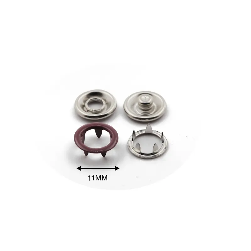 Metal Snap Fasteners Shirt Buttons Manufacturer 11 Mm Brass Material Coating Colorful Metal Ring Prong Snap Button Fastener For Garment