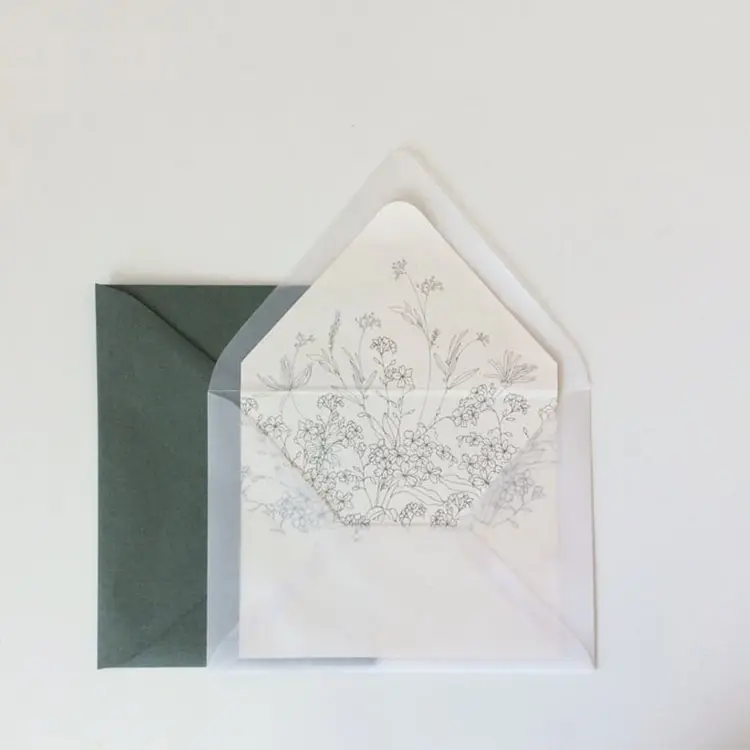 A7 прозрачные конверты из переработанной бумаги с рисунком дикого луга и цветов, вкладыш, Подарочный конверт для карт