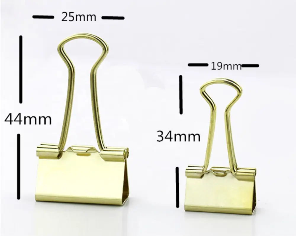 Gold Metal Notes Letter colorful Paper Clip Office stationery Supplies fold back clips metal folding money binder clips