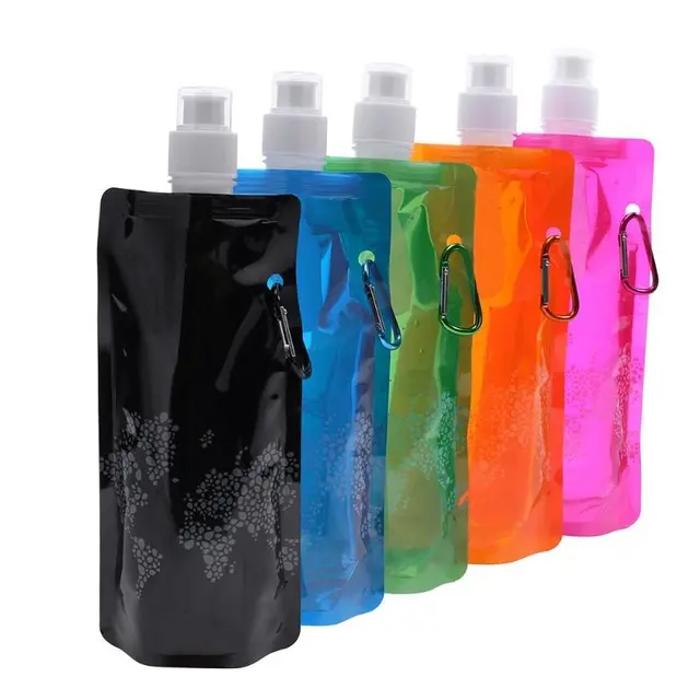 Traveling Outdoor Sports Foldable Drink Bottles 250mL/500mL Collapsible Water Bottle Bag collapsible water bottle/folding water