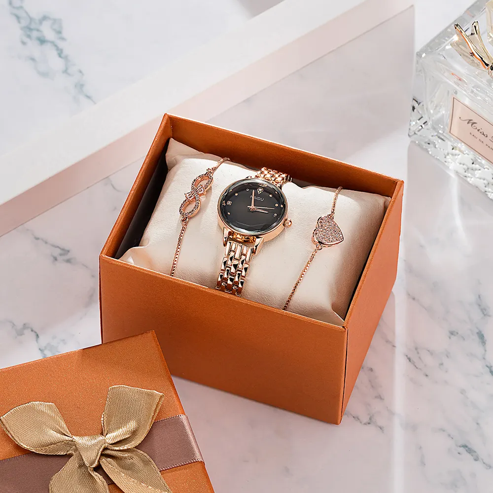 Amazon top seller Fashion Luxury Lady Bangle Watches Women Watch with Bracelet Gift Set