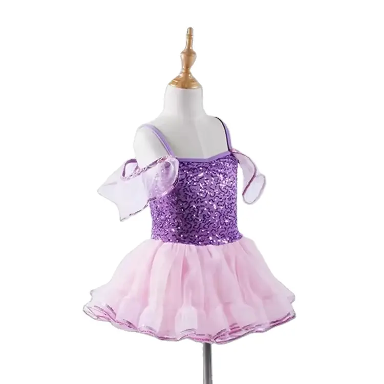 Танцевальная Одежда для девочек, милое танцевальное платье для маленьких девочек, блестящие юбки-пачки, сценические костюмы в современных танцевальных костюмах