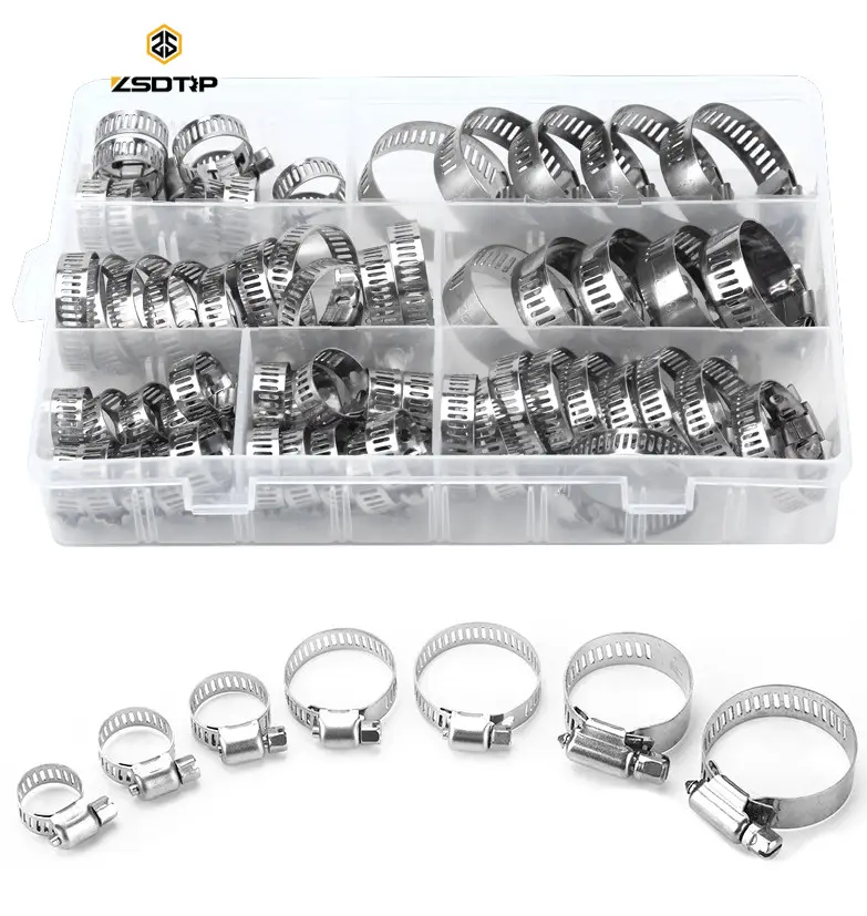 Motorcycle Worm Drive Hose Clamps-F Series Kit 8-44mm stainless steel material many applications high quality