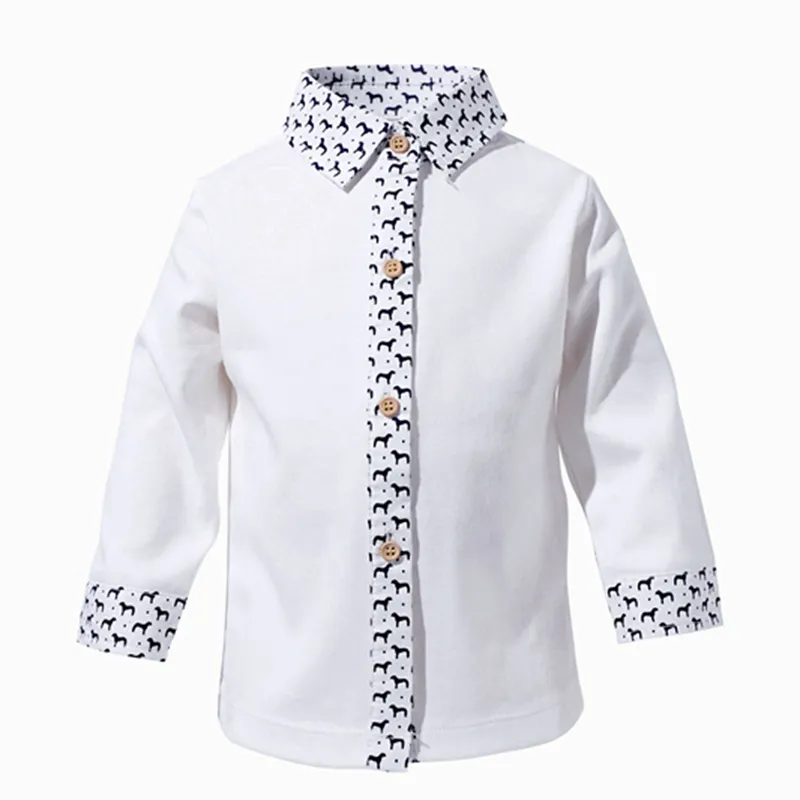 Stock Clearance Wholesale Japanese Style Fashion Baby Boy Long-sleeve White Polo Shirts