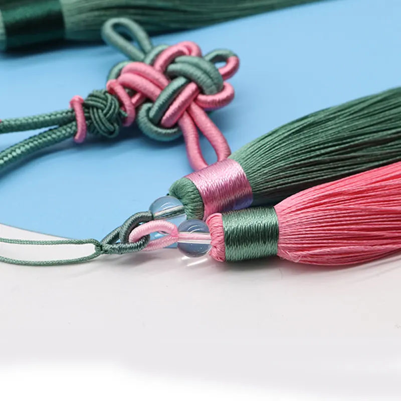 Double color good lucky knot small tassel Double color matching tassel with knot DIY handmade car hanging tassels