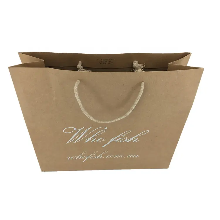 Прочный коричневый пакет для покупок из крафт-бумаги, профессиональный магазин рыболовных принадлежностей, индивидуальные сумки для покупок