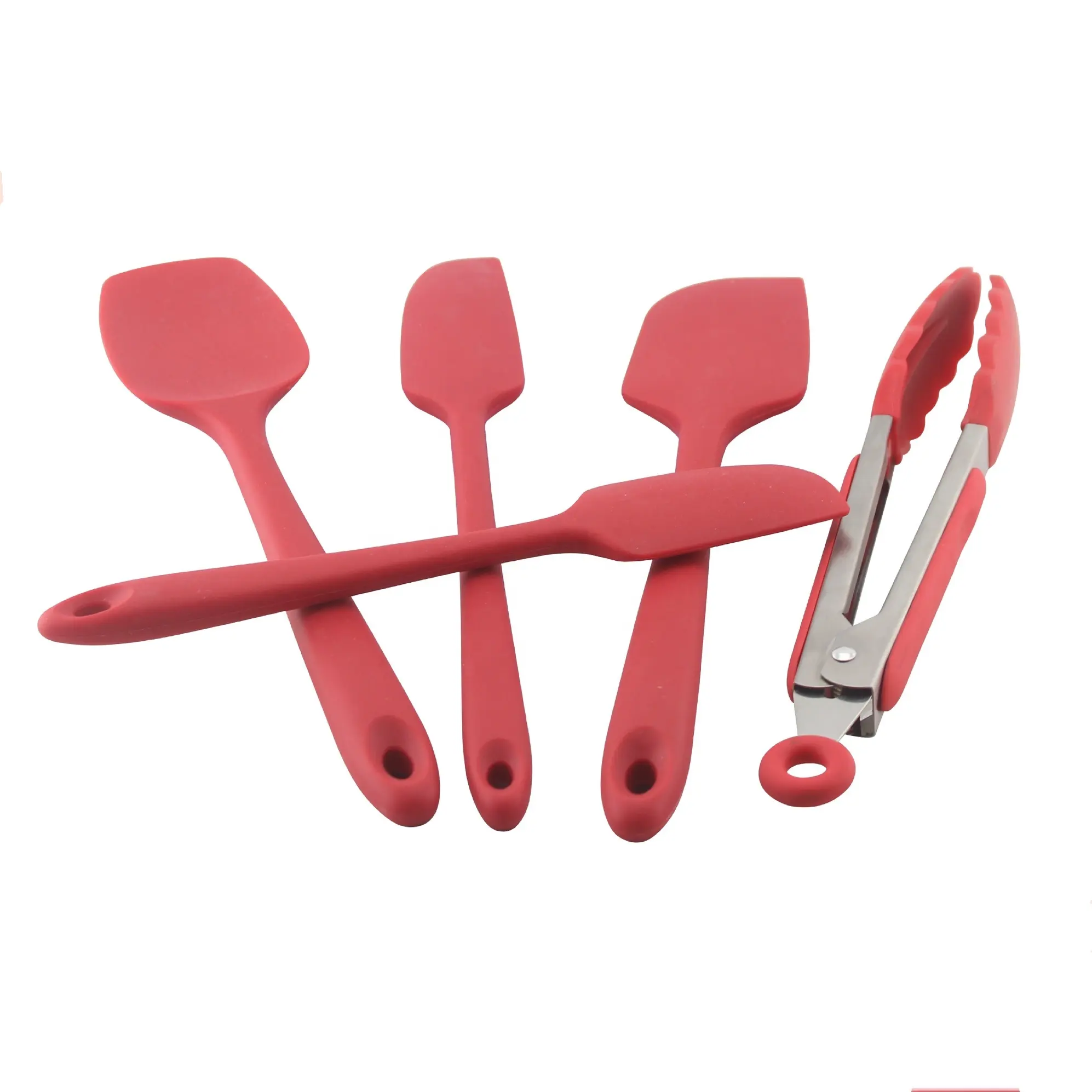 bakeware set of 5pcs silicone spatula and tongs set