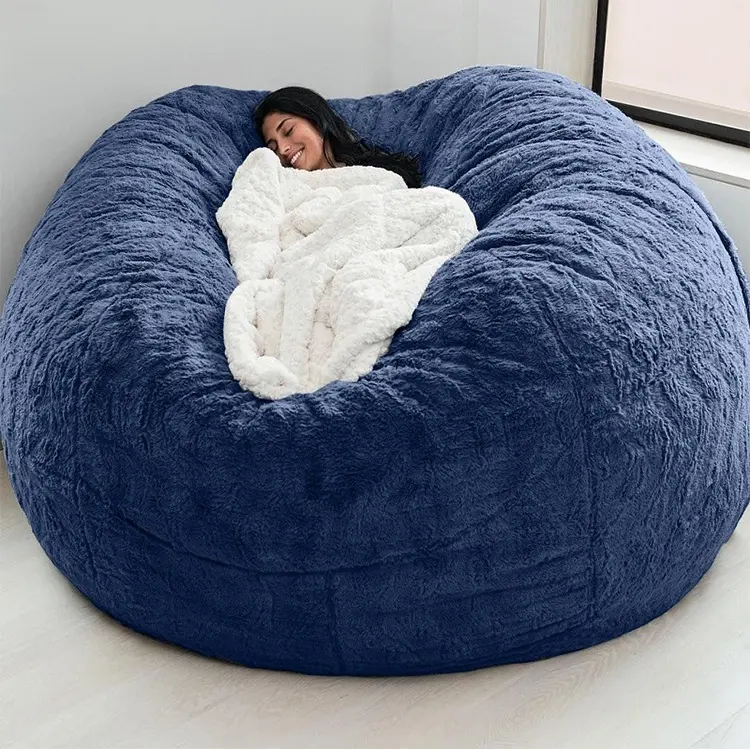 Extra large bean bag sofa beds 7ft living room chair faux fur giant sofa cum bed bean bag chair