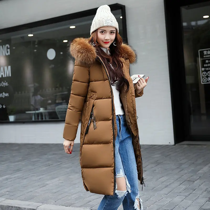 Модное теплое зимнее Стеганое пальто тонкая парка с капюшоном Длинная пуховая куртка женская куртка
