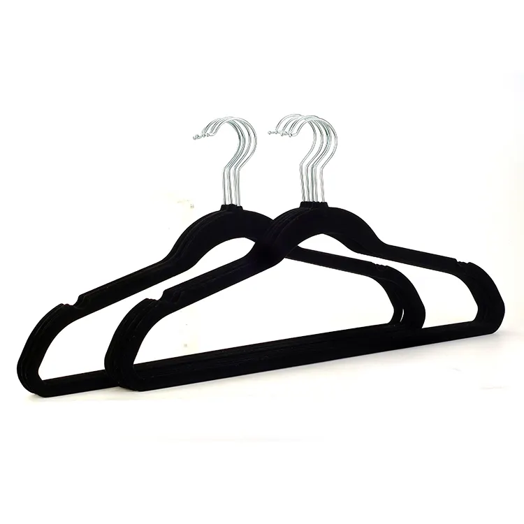 Velvet hangers black gold velvet non slip flocked clothes hangers